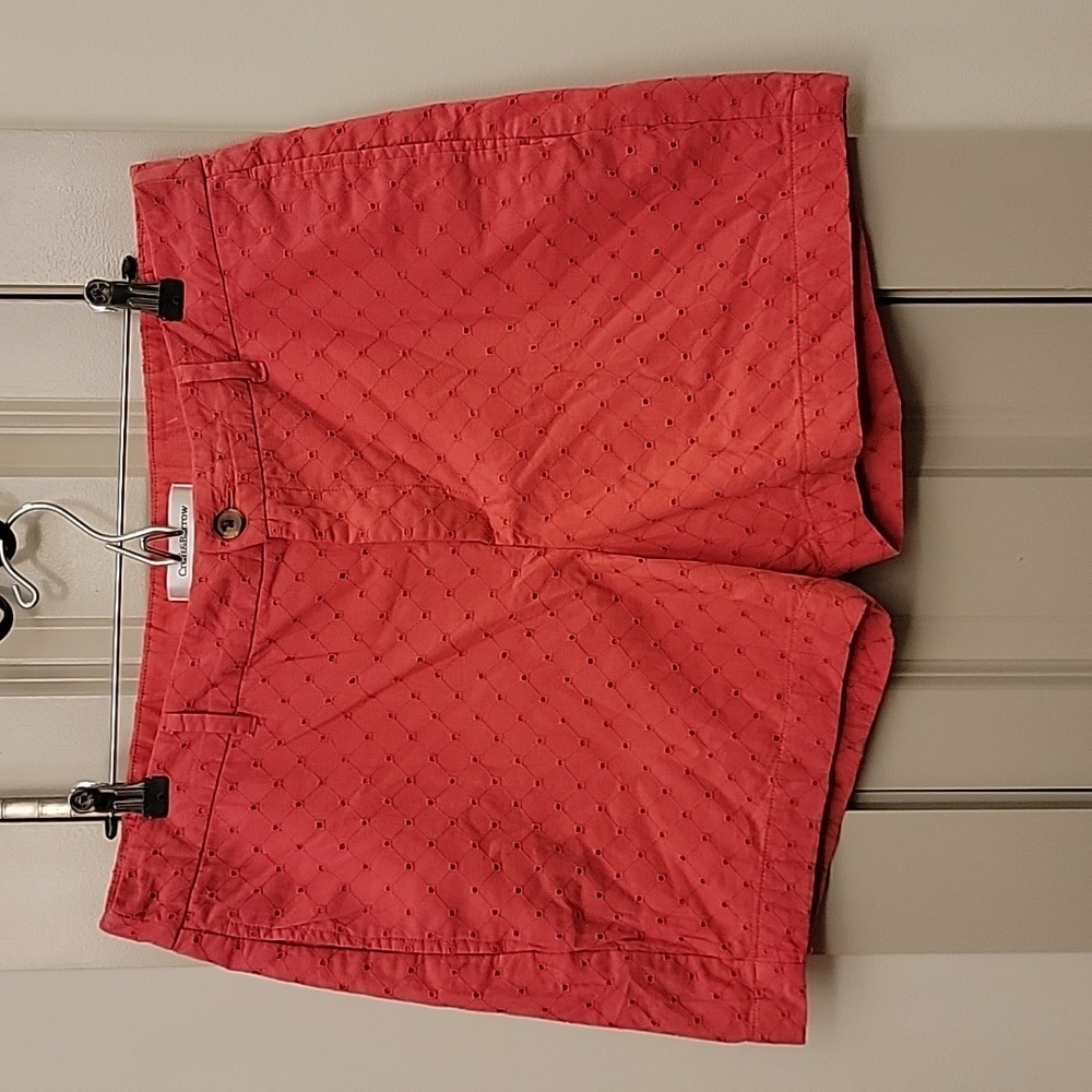 Super Cute Eyelet Cotton Coral Orange Pink Shorts Croft & Barrow Size 14